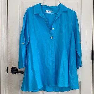 Blue linen flowy shirt tunic